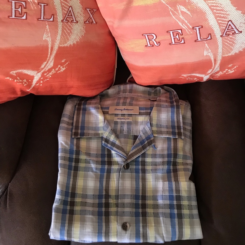 Tommy Bahama, Plaid, Short Sleeve, XX-Large
